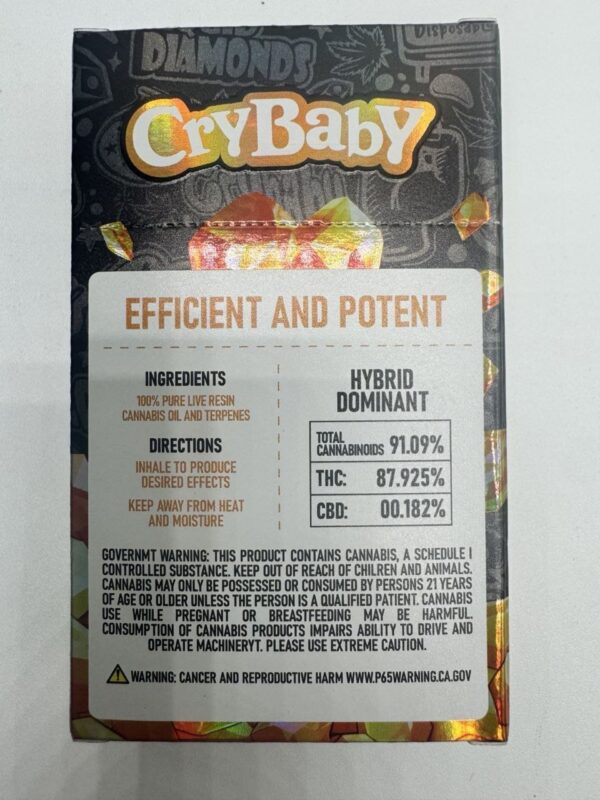 CRYBABY 2g Live Resin & Liquid Diamond Disposable AUTHENTIC - Image 2